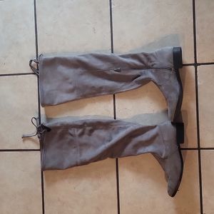 Faux suede flat boots